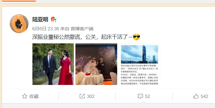 自媒体大V质疑深振业董秘撒谎,50台宾利女车主非国企书记家属?