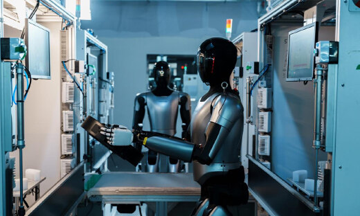 工厂训练实拍魔法原子人形机器人MagicBot展现多机协作能力